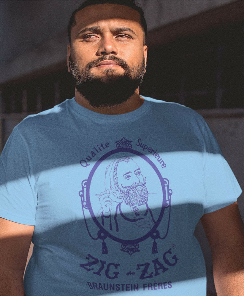 Zig Zag rolling papers Tshirt adult regular fit Blue cotton graphic