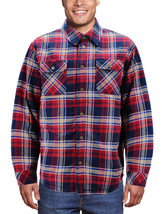 Men's Heavyweight Cotton Flannel Warm Sherpa Lined Snap Button Plaid Jacket image 2