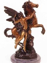 "Pegasus" Solid Bronze Sculpture Statue by E. Picault 20 Inches High American Ma - $779.10