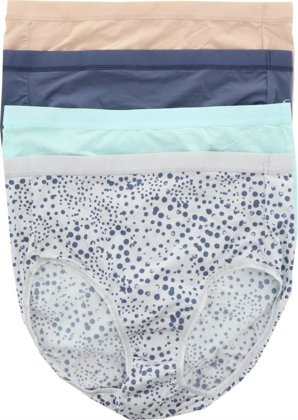 Breezies Silky Knit Hi-Cut Panties Set 4 Inky Dots M NEW A382453