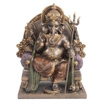PTC 8.25 Inch Ganesha on Throne Mythological Indian Resin Statue Figurine - $39.59
