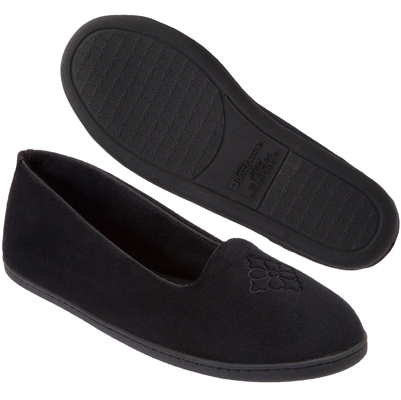 Dearfoams Women's Microfiber Velour Closed Back Slipper Black Large/910 M US Slippers