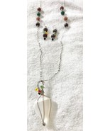 Silver Plated Wire Wrapped Seashell With Multicolored Beads Necklace Set  - $20.00