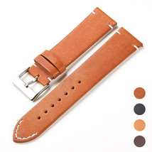 24mm Genuine Leather Premium Vintage Stitching Brown Watch Strap/Watchba... - $12.06