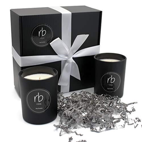 Rosbas, Fraser Fir Scented Candle Jar Gift Set, Natural Soy Wax, 2 Black Matte G