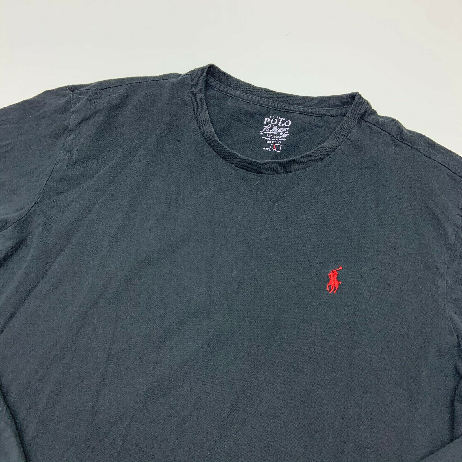 Polo Ralph Lauren Long Sleeve Shirt Mens Large Black Casual - T-Shirts
