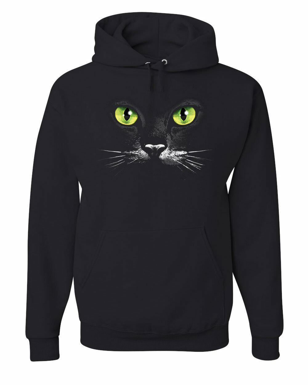 Cat Green Eyes Hoodie Animal Pet Lovers Kitten Huge Cat Face Sweatshirt ...