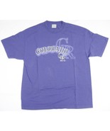 Colorado Rockies T-Shirt Purple Size L or XL Black and Silver Screened Logo - $16.92