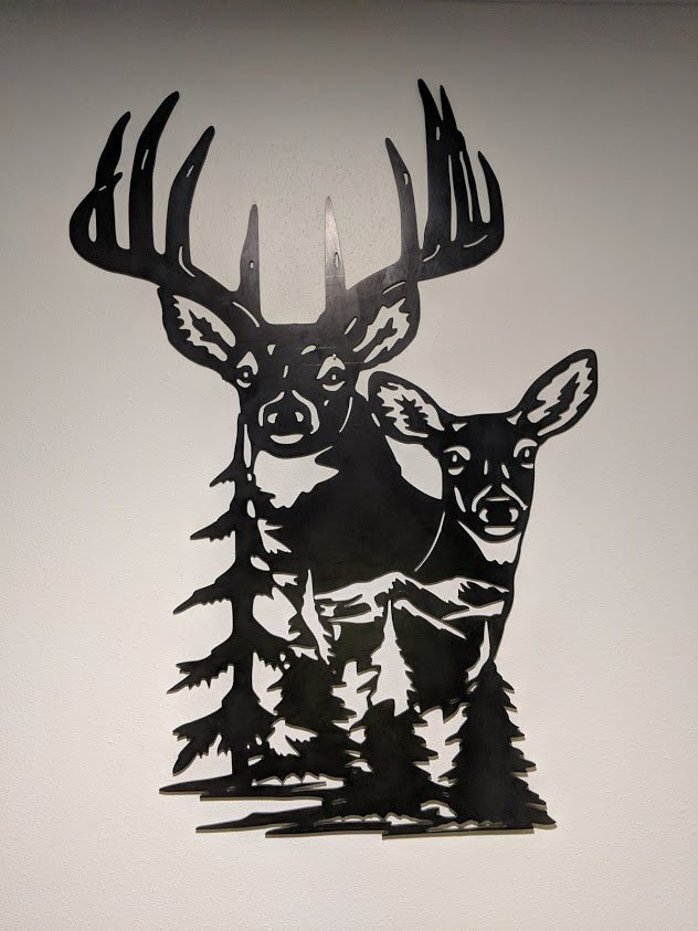 Metal buck and doe deer scenery sign Other