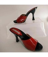 Manolo Blahnik Womens Sandal Block Heels Shoes Red Black Slip On Studded... - $190.41