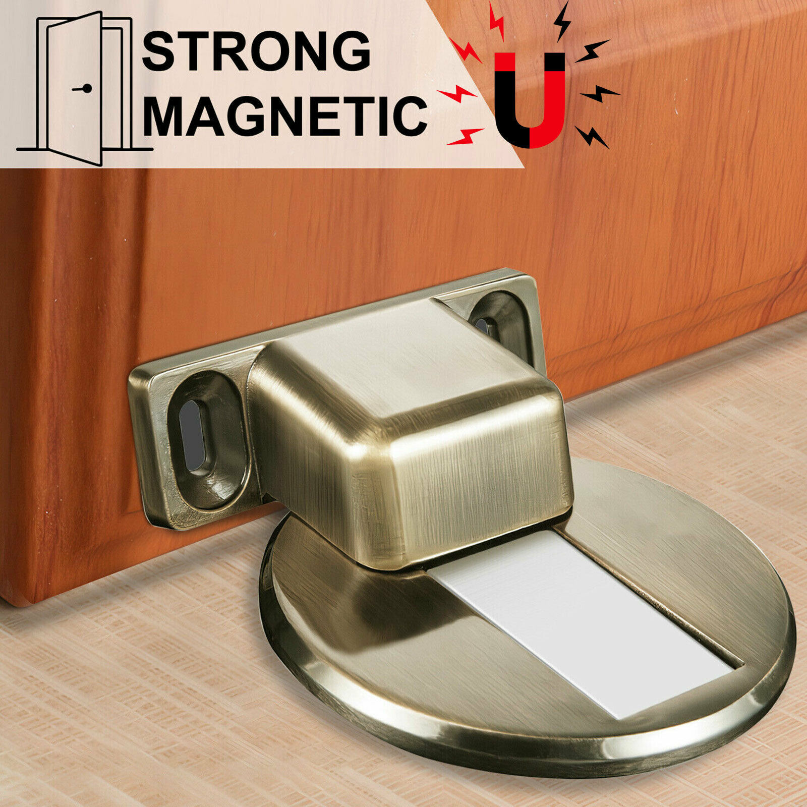 Stainless Steel Strong Door Stop Floor Mount Self Adhesive Door Stopper Doorstops