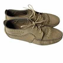 Hush Puppies Womens 8.5 Leather Ankle Moccasin Tan Shoes - $23.00