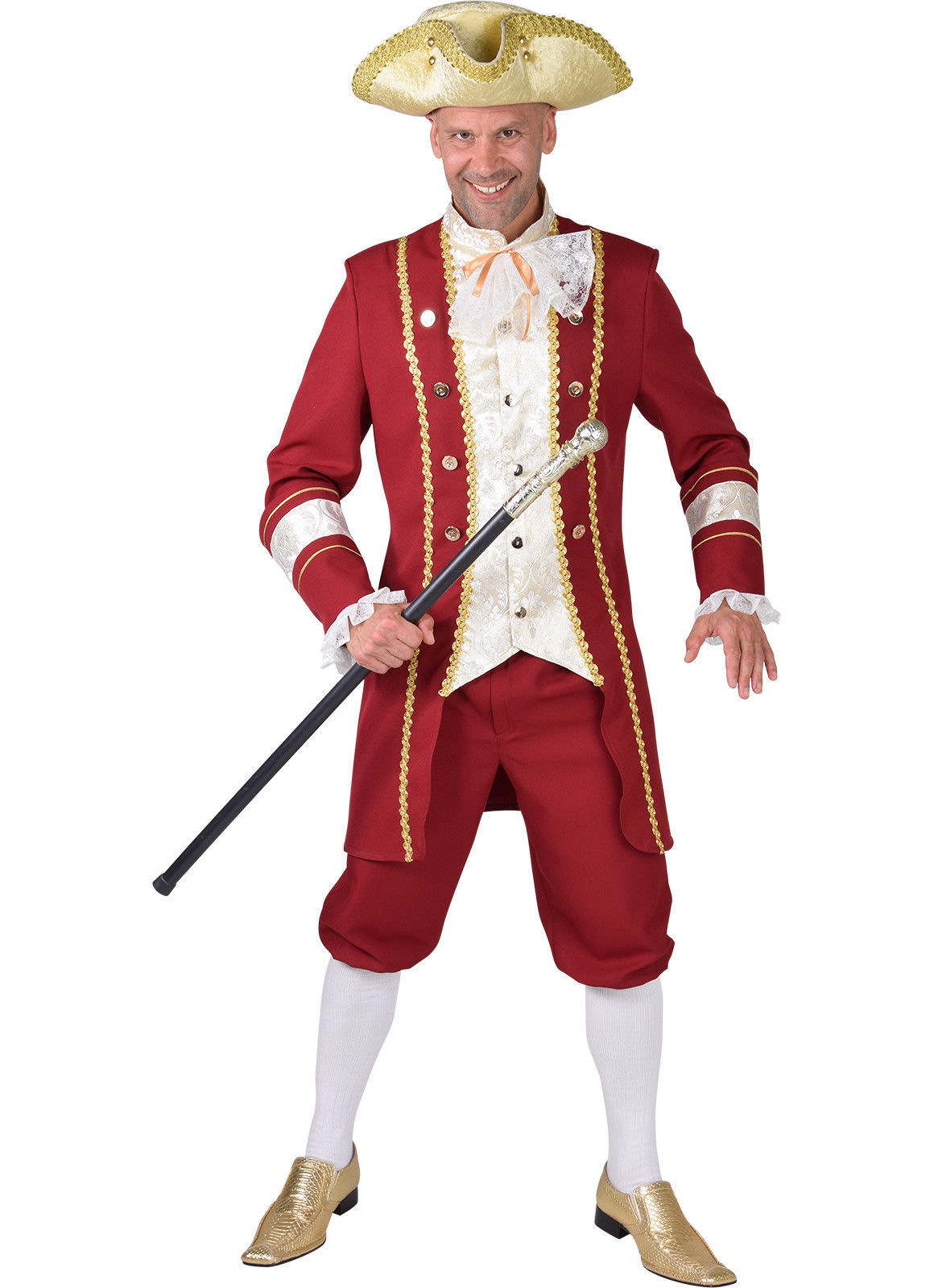 Pantomime Prince Charming Costume - Wine / Gold - Men