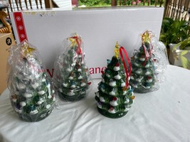 4 WInter Lane Ceramic Light Up Christmas Tree Ornament /Tabletop Display... - $35.00