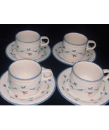 Savoir Vivre Set of 8 Stoneware Mugs Coffee Cups with Saucers Portofino ... - $34.00