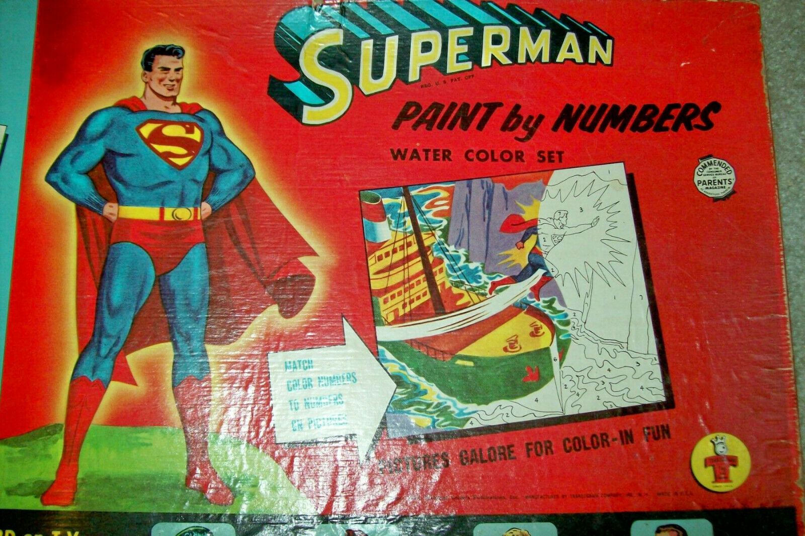 1954 Superman Paint by Numbers Water Color Set by ...