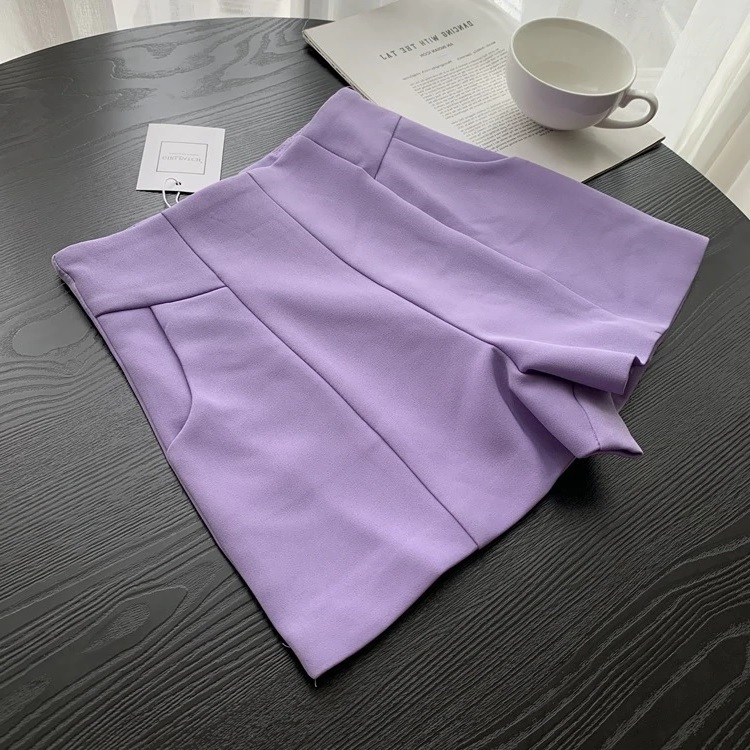 New purple high waisted wide leg casual women shorts lavender spring summer