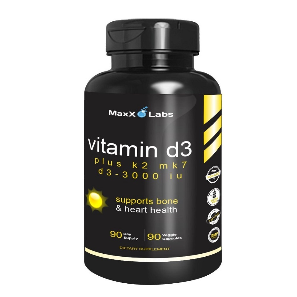 Vitamin D3 K2 MK7 Supplements 3,000 IU Supports Bone and Heart Health 90 Caps Other Vitamins