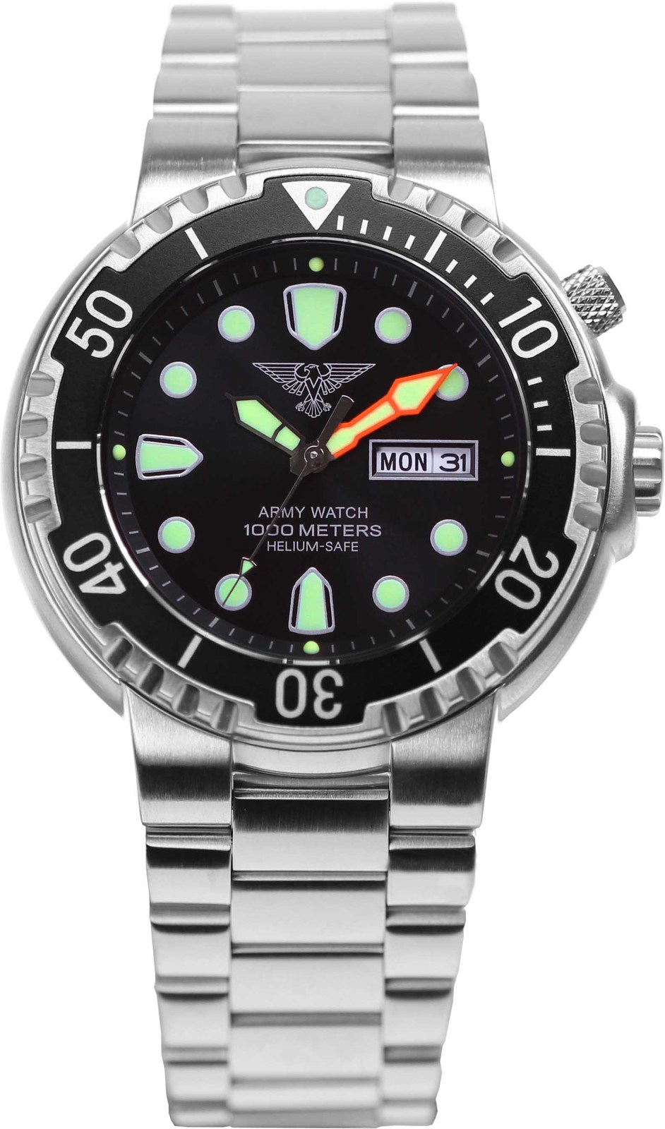 Professional Diver Watch Germany Army Seiko SII VX43 helium valve Light 100 ATM Wristwatches