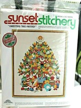 Sunset Stitchery Christmas Tree Fantasy Crewel Embroidery kit 16 X 20 1978 NOS - $55.85