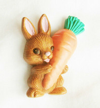 Hallmark Easter pin bunny rabbit holding big carrot - $4.50