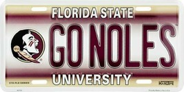 Ncaa Florida State License Plate Tag "Go Noles" Metal Mancave Sign Auto - $12.82