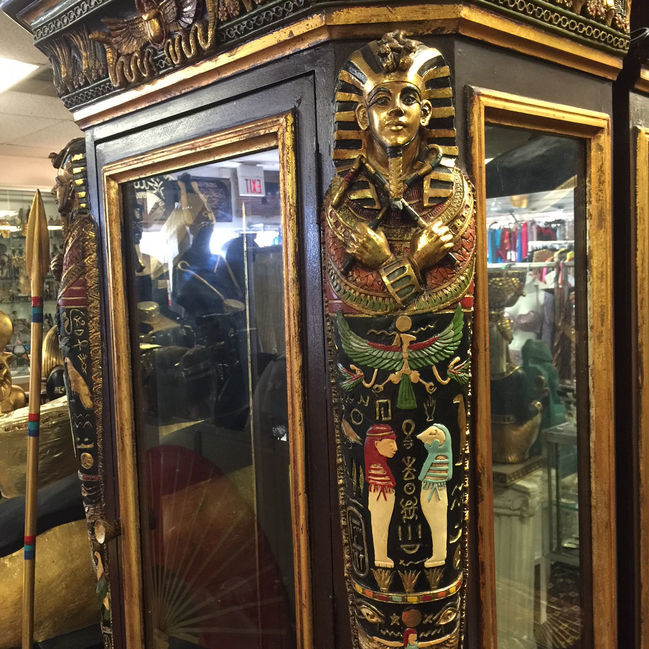 Vintage Large Hand Carved Egyptian Glass Corner Decorative