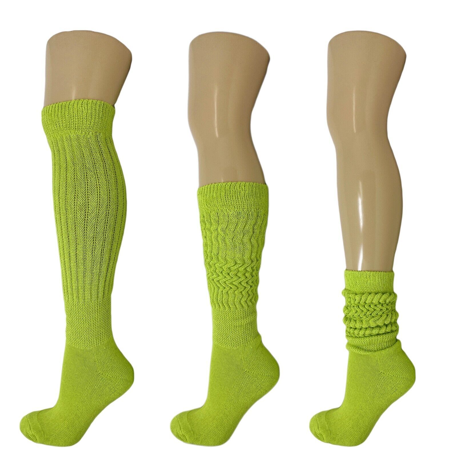 Cotton Slouch Socks Scrunch Knee High Socks Shoe Size 5-10 (2 Pairs)