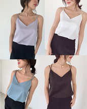 Ladies V-Neck Sleeveless Chiffon Tank Top Summer Chiffon Sleeveless Top US0-US12