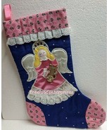 Christmas Vintage Avon Stocking with Applique Angel 15 1/2 inches-New Ol... - $19.75