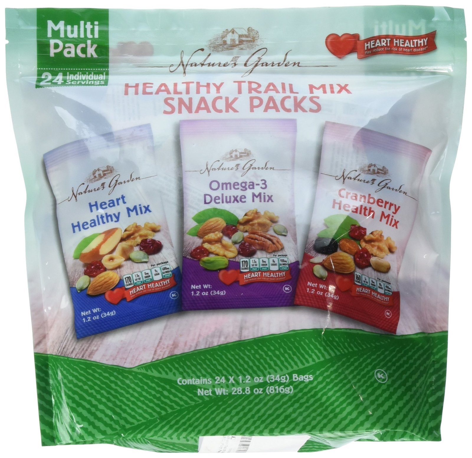 Nature's Garden Healthy Trail Mix Snack Packs, Multi Pack 1.2 oz bags
