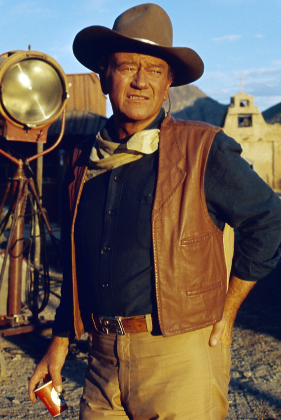 John Wayne in El Dorado on movie set by camera western clothes stetson classic 1 - $23.99