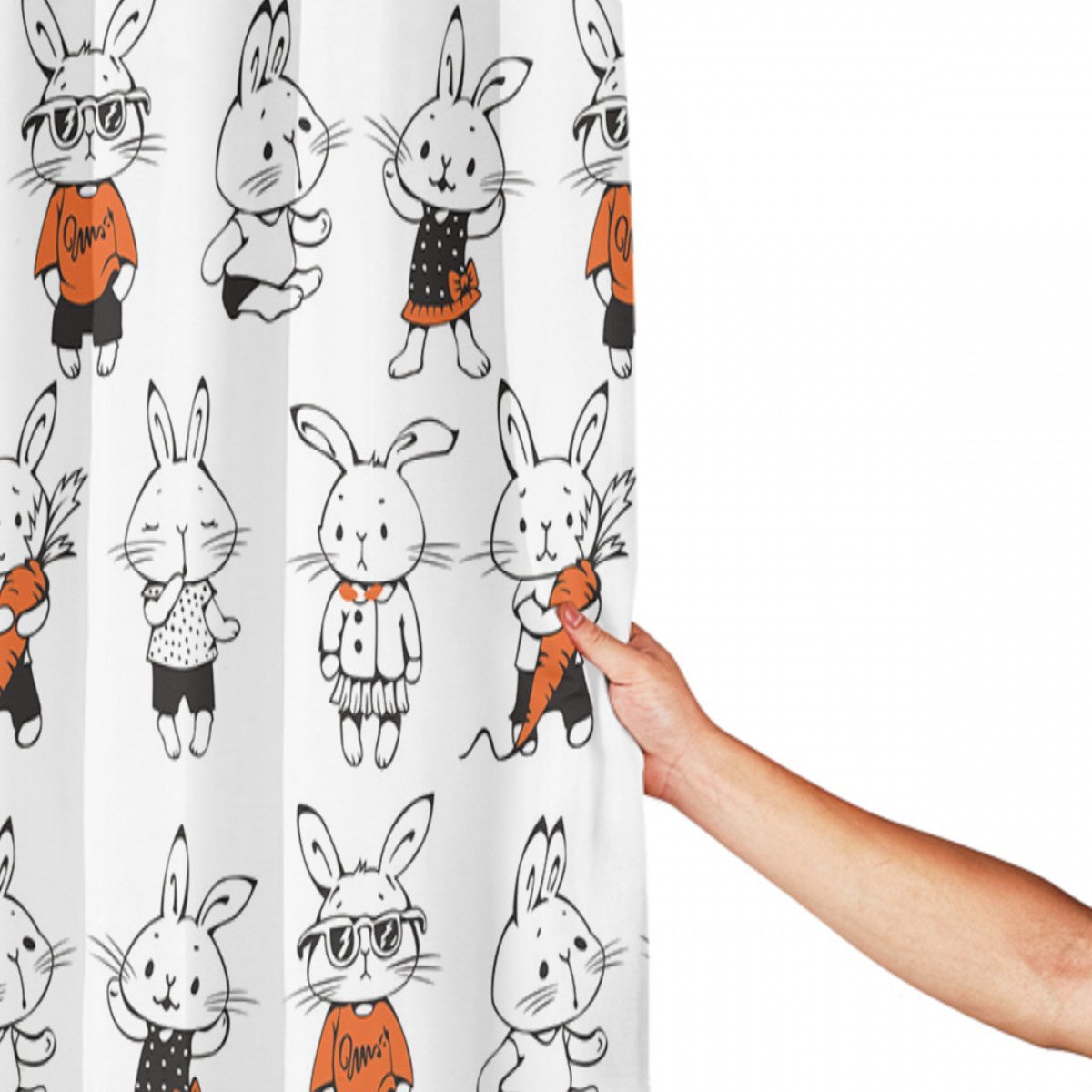 Retro Bunny Rabbits Shower Curtain Shower Curtains