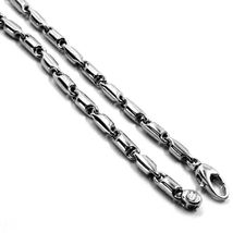 18K WHITE GOLD CHAIN 3.5mm ALTERNATE ROUNDED TUBE LINK 60cm 24", MADE IN ITALY image 3
