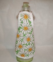White DAISIES DAISY over Green Fabric Dish Soap Bottle Apron - $5.69