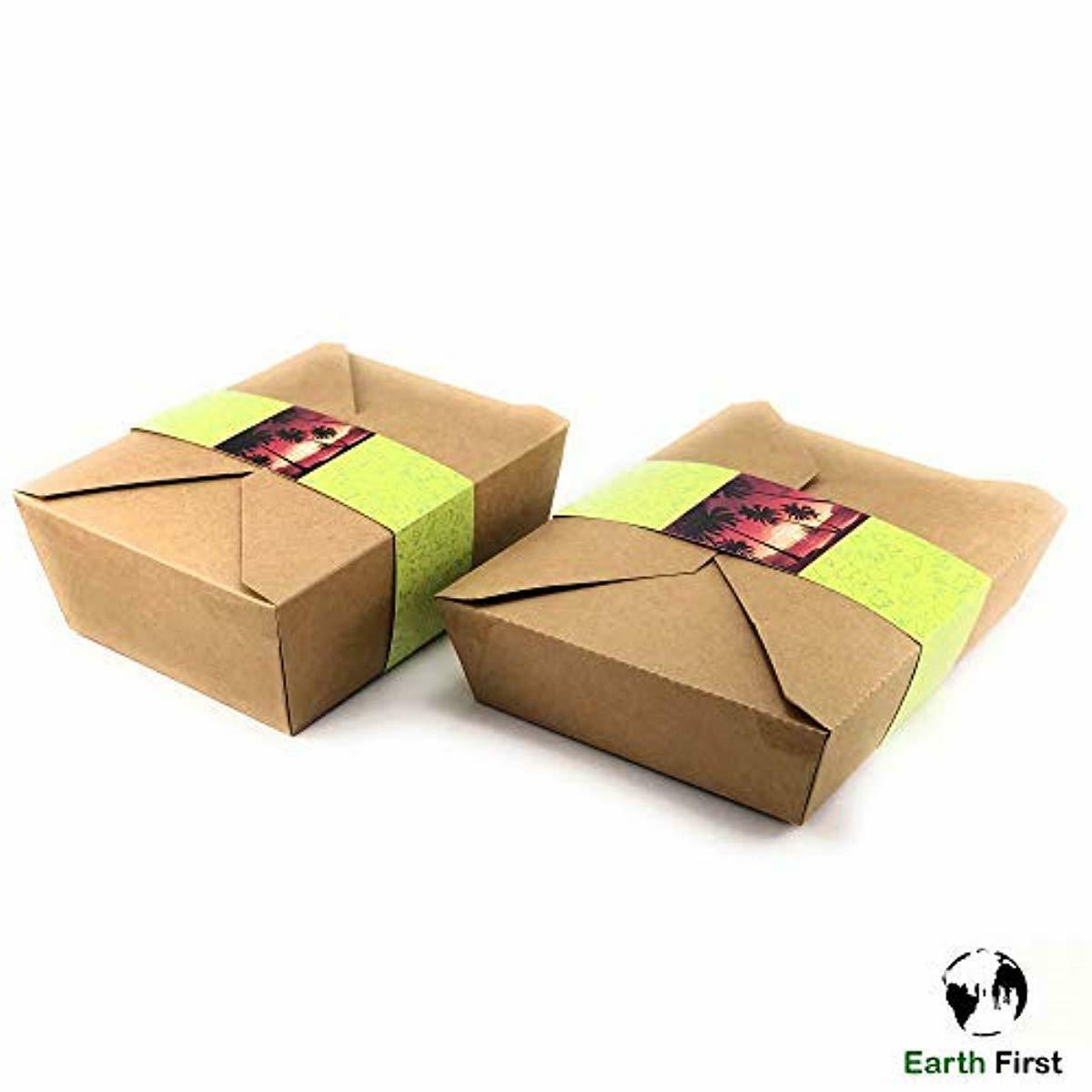 50 Paper Food to Go Containers 51oz New Design with Waist Seal Band