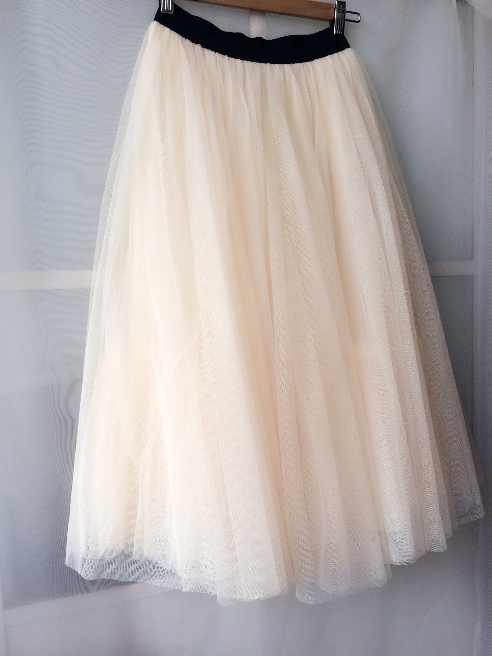 NUDE CREAM Maxi Length Full Tulle skirt Elastic Plus Size Bridesmaid ...