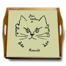 Square Handcrafted tray - French Artist Jean Cocteau's Club des Amis des Chats - $199.00