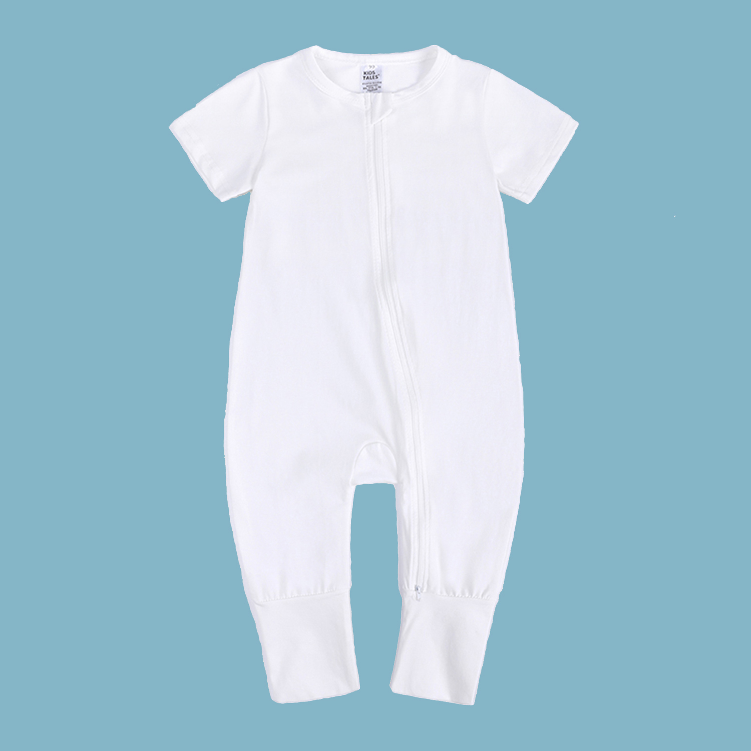 BEST ROMPER WHITE 12-18Mo Cotton Double Zipper Infant Bodysuit Sleeper Boy Girl