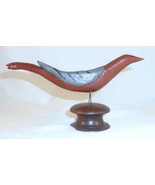 PA 20th Century Folk Art Carved Polychrome Painted Bird Mounted on Turne... - $217.00