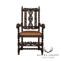 Antique Renaissance Revival Carved Oak Armchair - $1,195.00