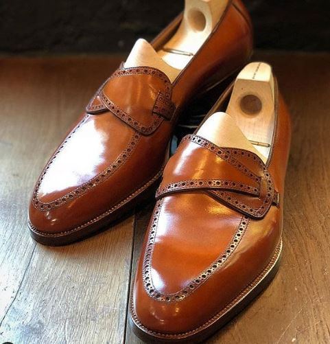 NEW Handmade New Tan Color Loafer Leather Shoe, Men's Wedding Fashion Slipper Sh