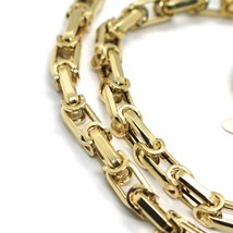 18K YELLOW GOLD CHAIN BIG ALTERNATE OVALS 7 MM 20 INCHES, SQUARED NECKLACE SHOWY image 2