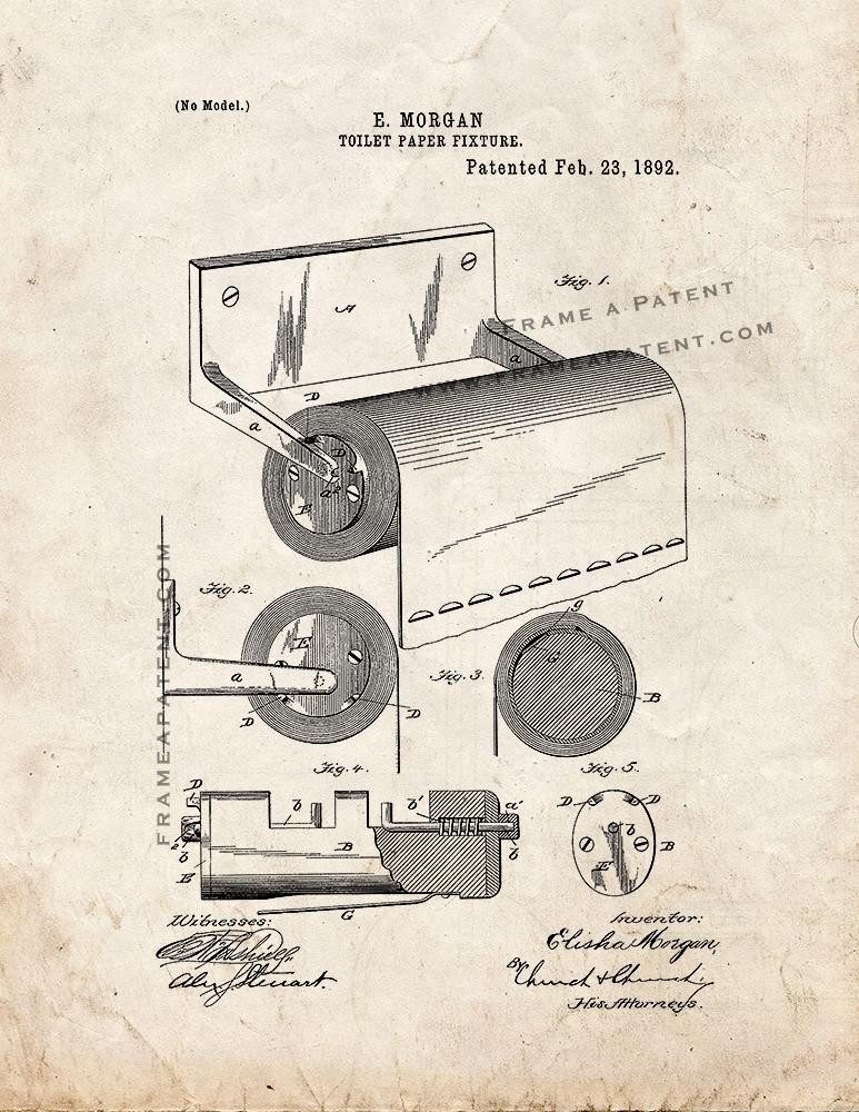 Toilet Paper Holder Patent Print Old Look Art Posters