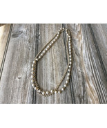 Vintage Gold Tone 2 Strand Long Chain &amp; Faux Pearl Necklace 23.5&quot; - $13.89