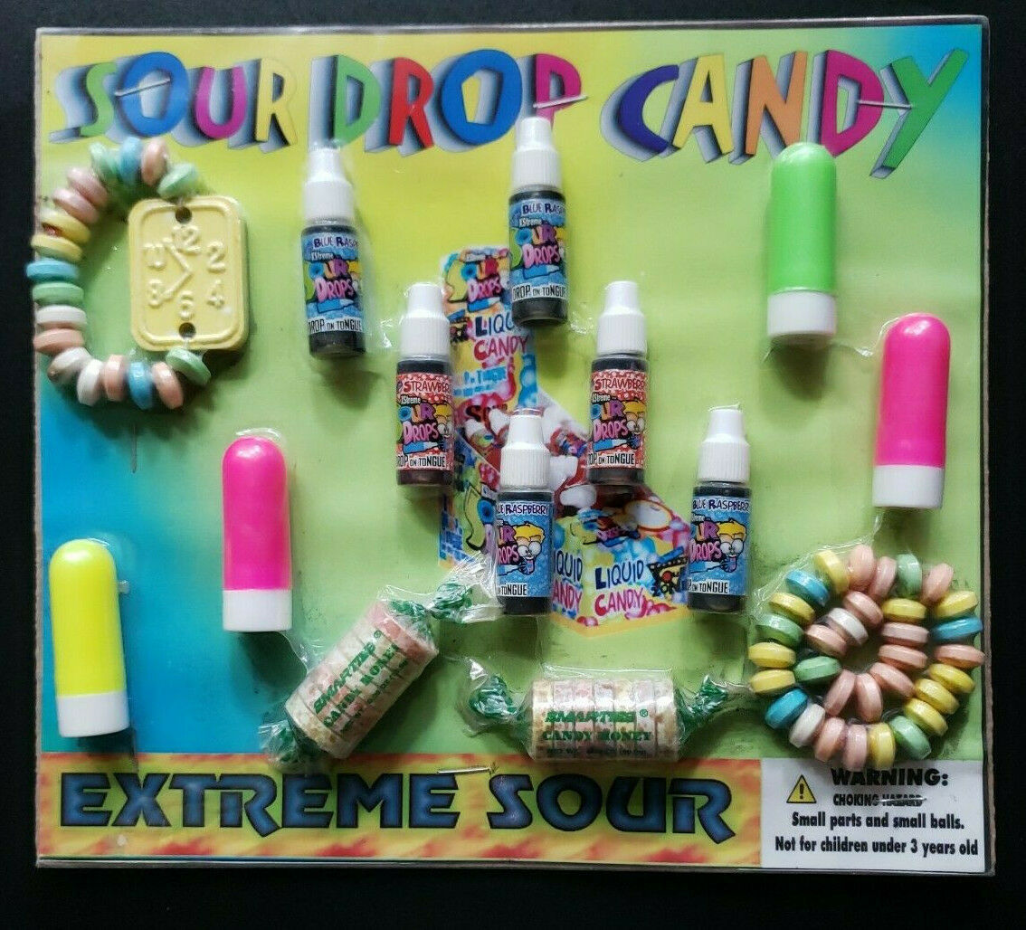 Primary image for Vintage Sour Drop Candy Gumball Vending Machine Charms Header Display Card #284