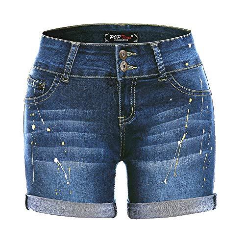 Women's Mid Waist Elastic Denim Short Jeans for Plus 7, Blue5 - Jeans