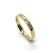 18K YELLOW GOLD BAND TRILOGY 3 DIAMONDS CT 0.03 UNOAERRE 3mm RING, MADE IN ITALY image 3