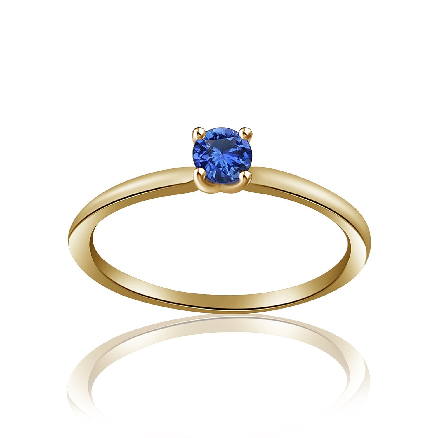 Round Cut Blue Sapphire 14K Yellow Gold Plated Engagement Wedding Ring