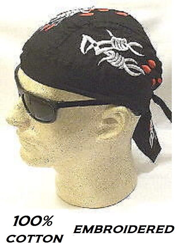 BARBED WIRE BLOOD DROP EMBROIDERED FITTED BANDANA TIED Doo Do Rag Skull Cap Wrap